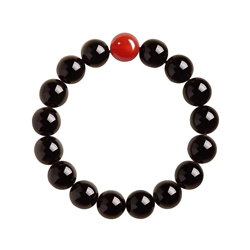 Black Obsidian & Red Agate Bracelet – Healing Energy