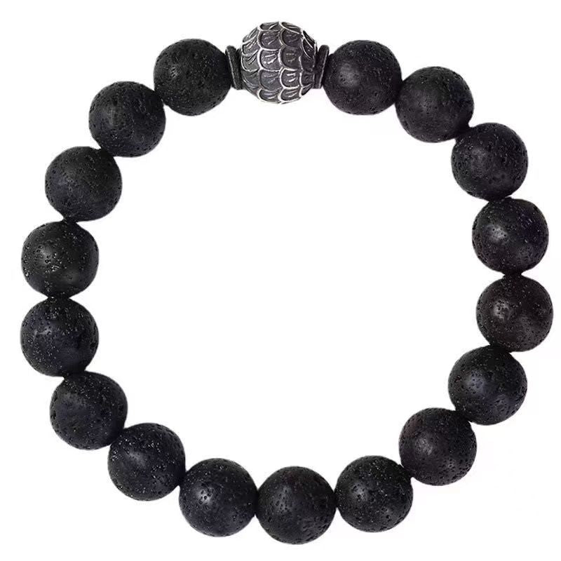 Dragon Scale Lava Rock Bead Bracelet – Fire Element Energy · Bold & Protective