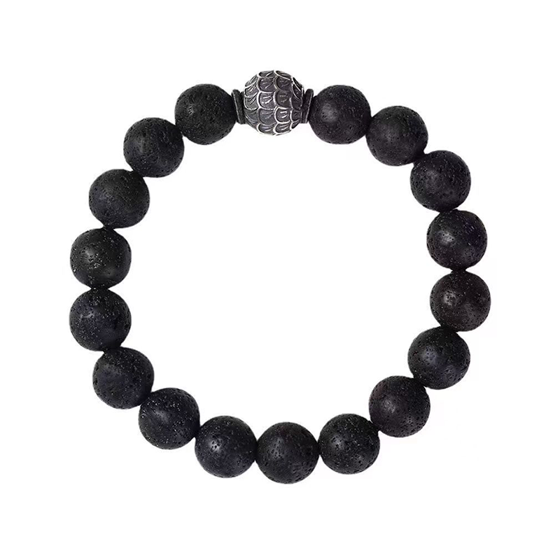 Dragon Scale Lava Rock Bead Bracelet – Fire Element Energy · Bold & Protective