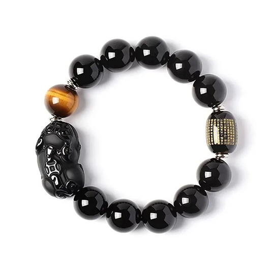 Black Obsidian Pixiu Bracelet for Men – Feng Shui Fortune & Zodiac Year Protection