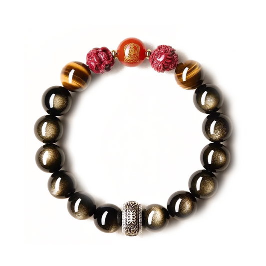 Men’s Obsidian Cinnabar Bracelet – Protection & Power