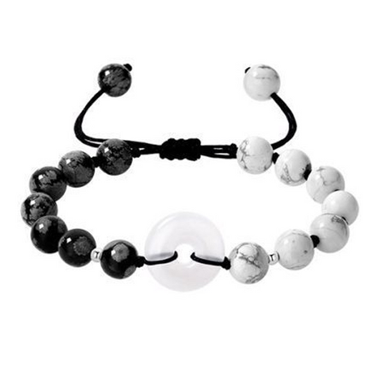 Taiji Chalcedony Peace Knot Bracelet – 925 Silver Protection Jewelry for Men