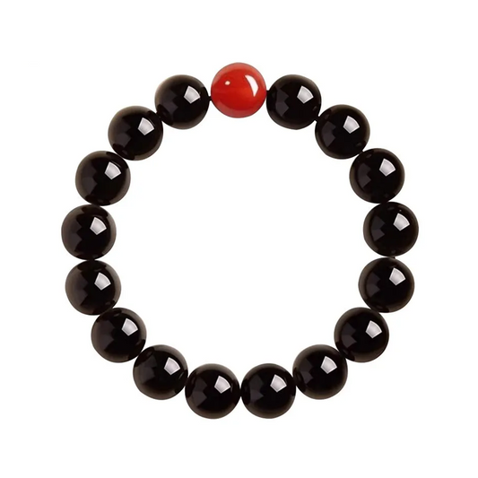 Black Obsidian & Red Agate Bracelet – Healing Energy