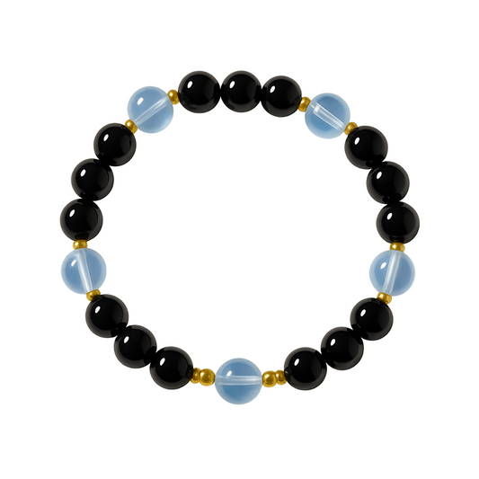 Five Elements Bracelet – Aquamarine & Obsidian