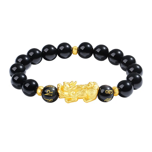 Feng Shui Pixiu Bracelet for Men – 999 Silver with Six-Character Mantra Beads