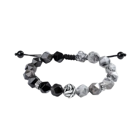 Feng Shui Obsidian Bracelet – 925 Silver for Wealth, Focus & Career Growth