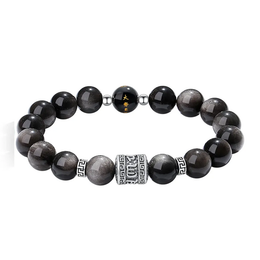 S999 Pure Silver Mantra Bead Bracelet – Spiritual Protection & Meditation Charm