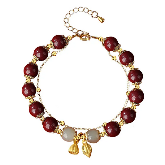 Energy Bracelet for Her – Cinnabar & Sterling Silver Spiritual Jewelry
