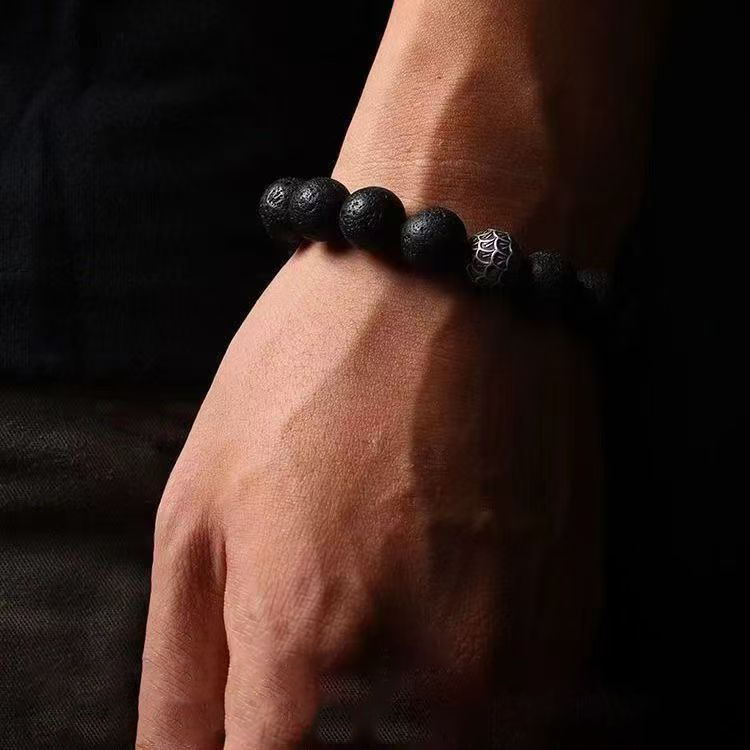 Dragon Scale Lava Rock Bead Bracelet – Fire Element Energy · Bold & Protective