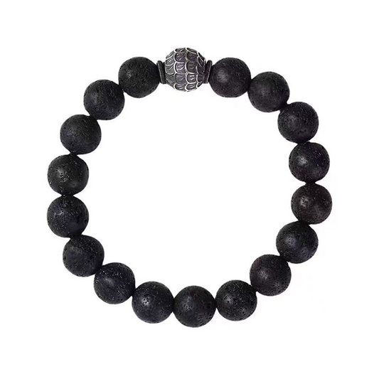 Dragon Scale Lava Rock Bead Bracelet – Fire Element Energy · Bold & Protective